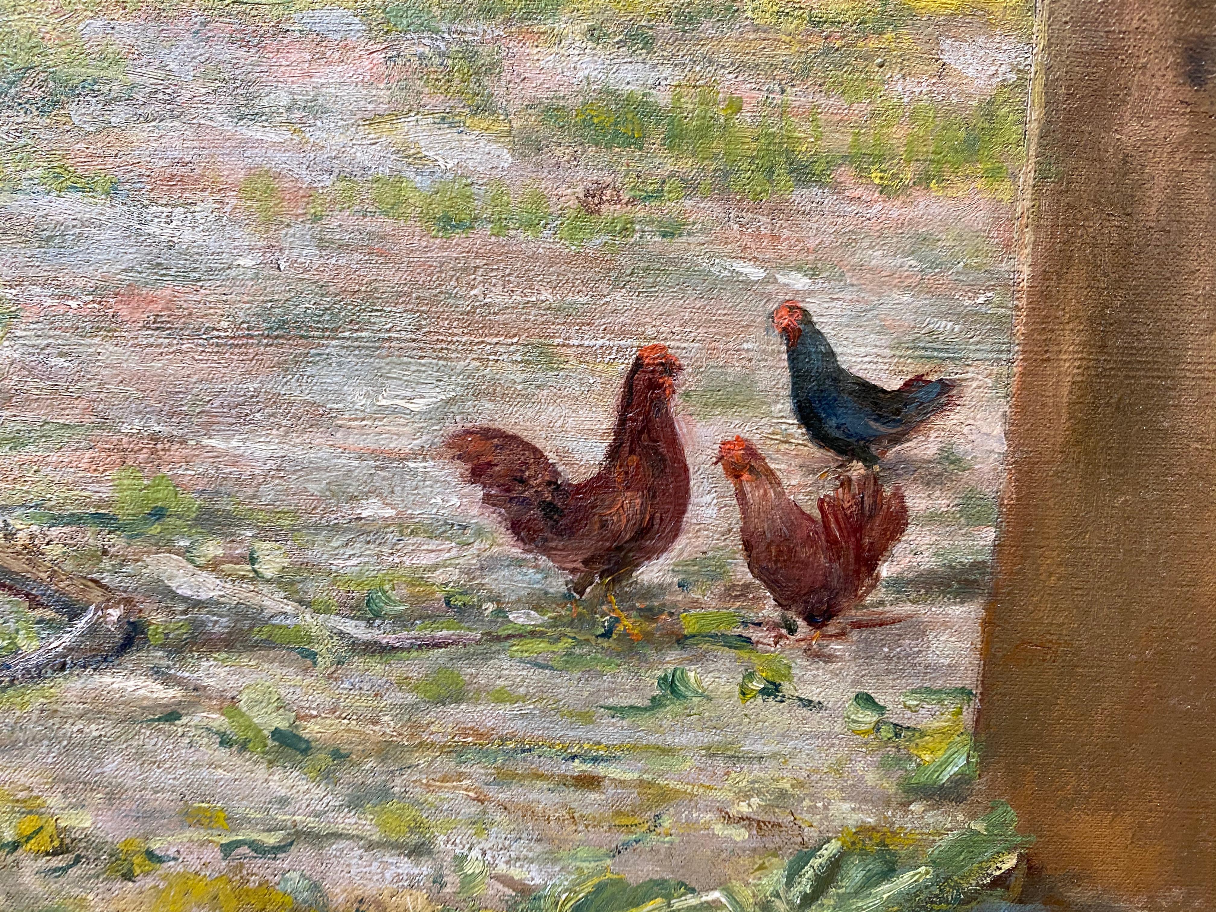 20th C. European Country Landscape W/ Figures & Chickens by A. Schlatter

Original oil on canvas

Dimensions 26.25