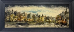 20th Centuru Oil Painting On Canvas Parisian River Seine By Ron Folland