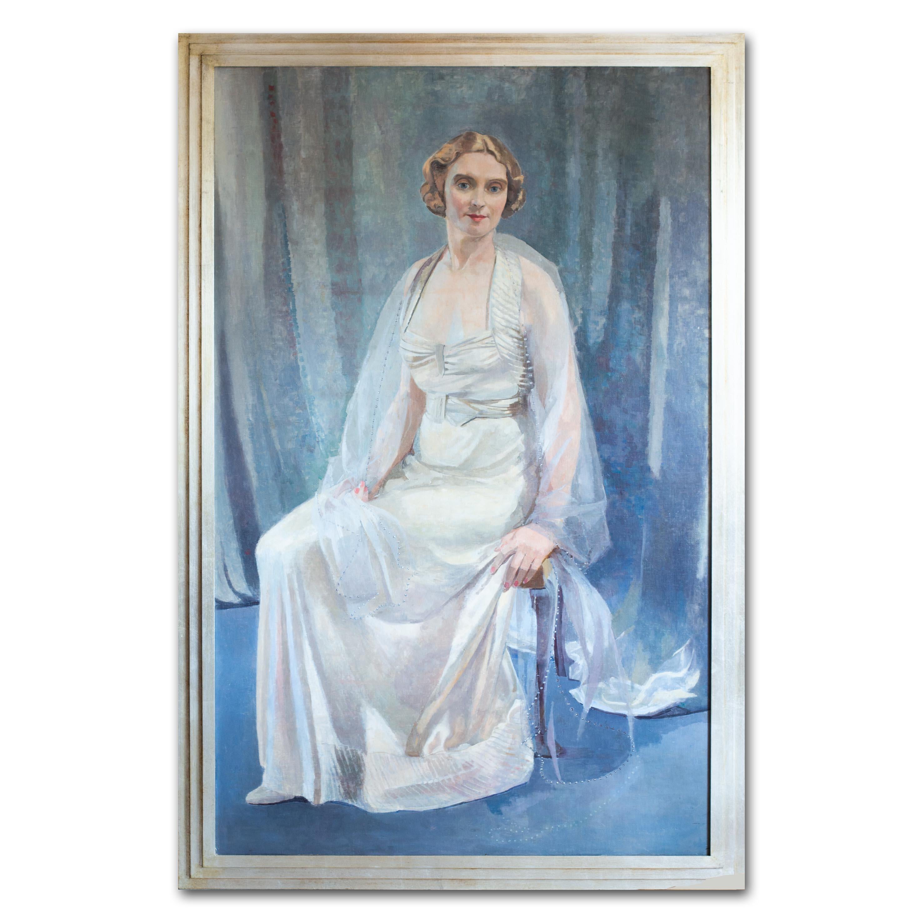 Ritratto britannico del XX secolo di una signora dell'alta società che si pensa sia Dame Anna Neagle - Painting Accademia di Unknown
