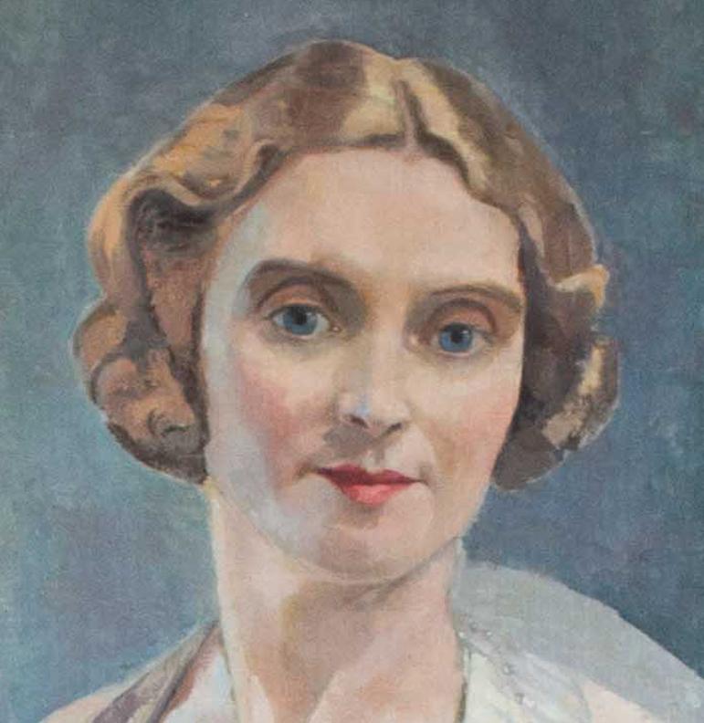 A large and very elegant portrait of a British lady thought to be Dame Anna Neagle, the British actress and singer.

English School, 20th Century
Portrait of a society lady thought to be Dame Anna Neagle
Oil on canvas
64 x 39.3/8 in. (163 x 100