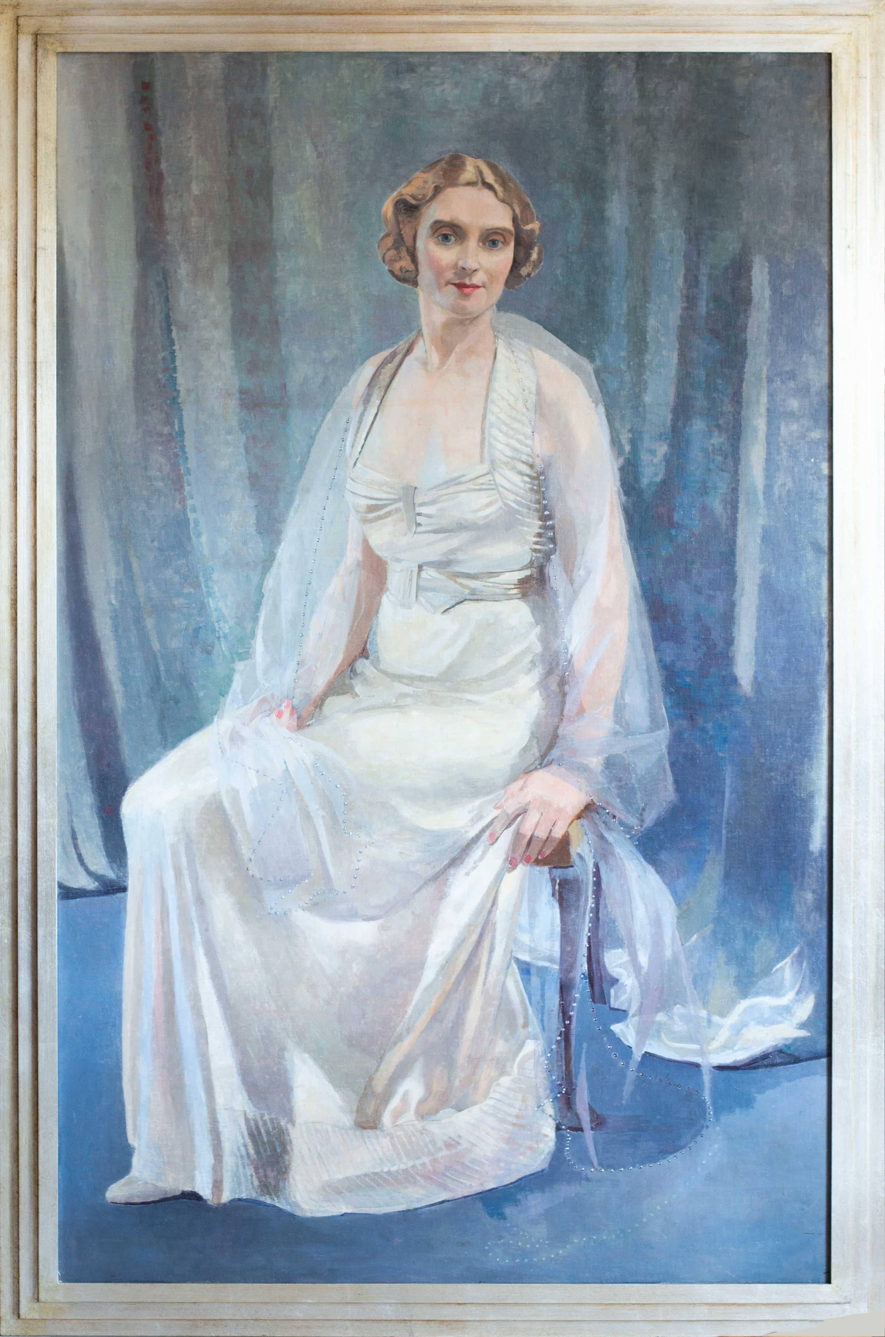 Unknown Portrait Painting – Britisches Porträt einer Dame der Gesellschaft aus dem 20. Jahrhundert, bei der es sich um Dame Anna Neagle handeln soll