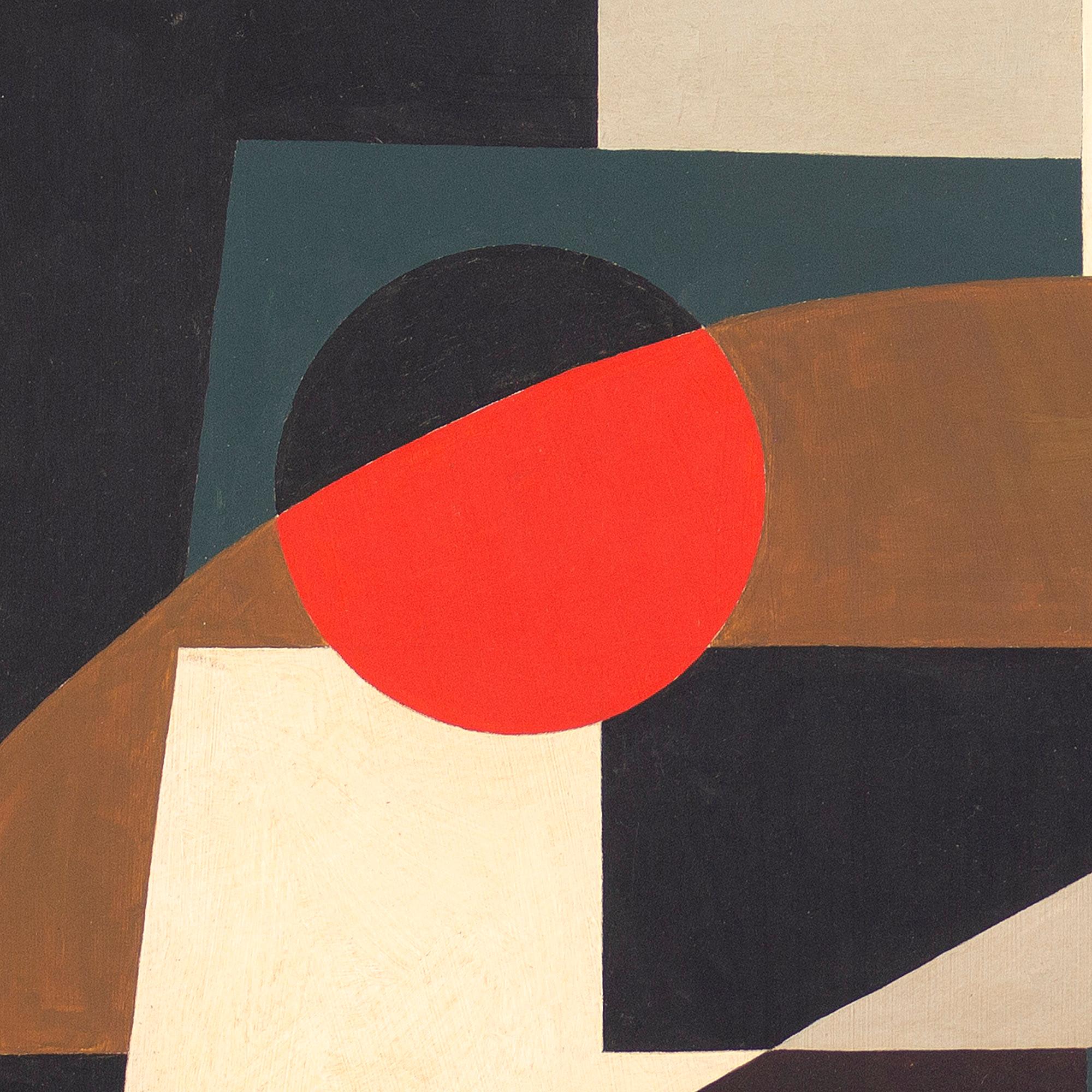 20th-Century British School, Composition With Man Reading, Oil Painting 3