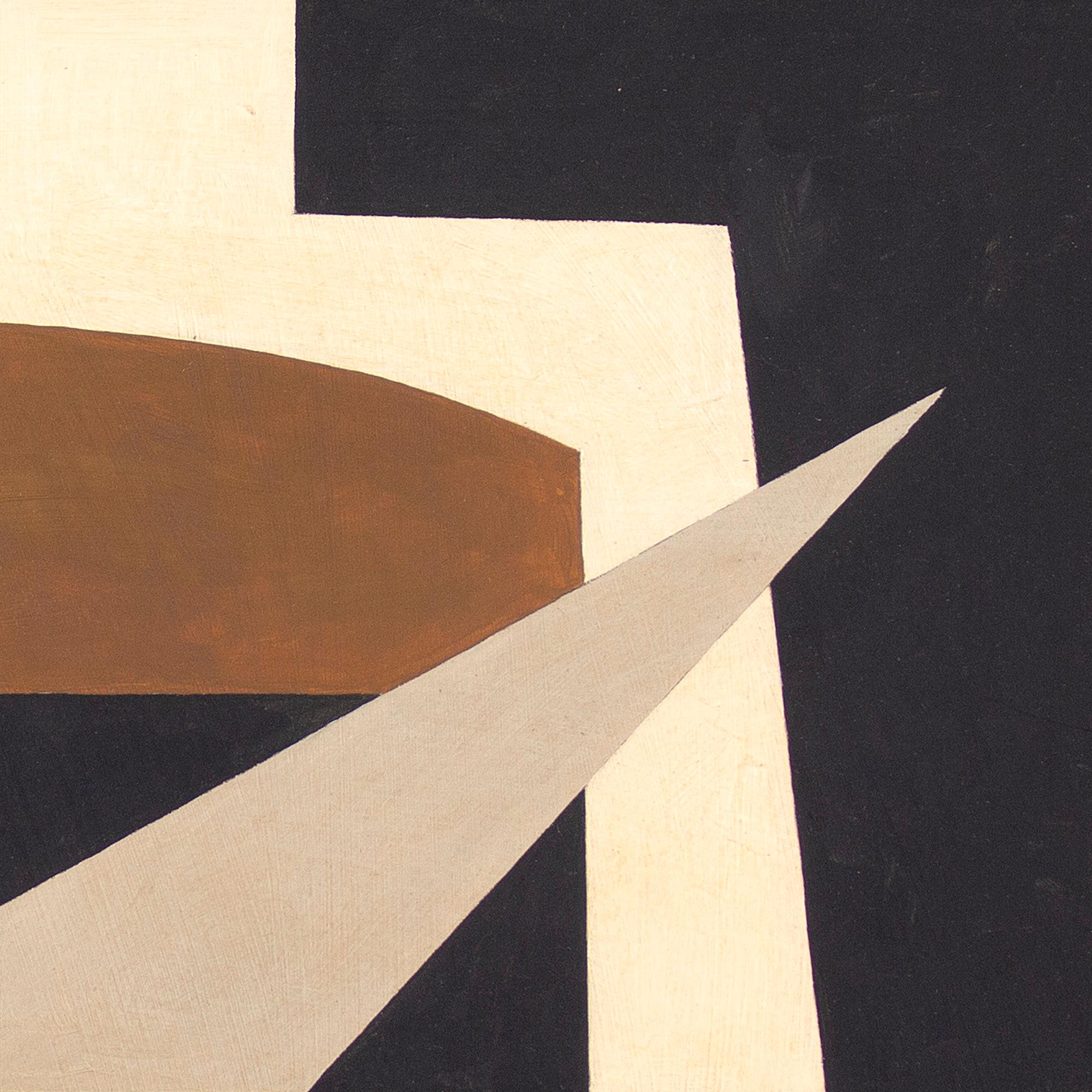 20th-Century British School, Composition With Man Reading, Oil Painting 4