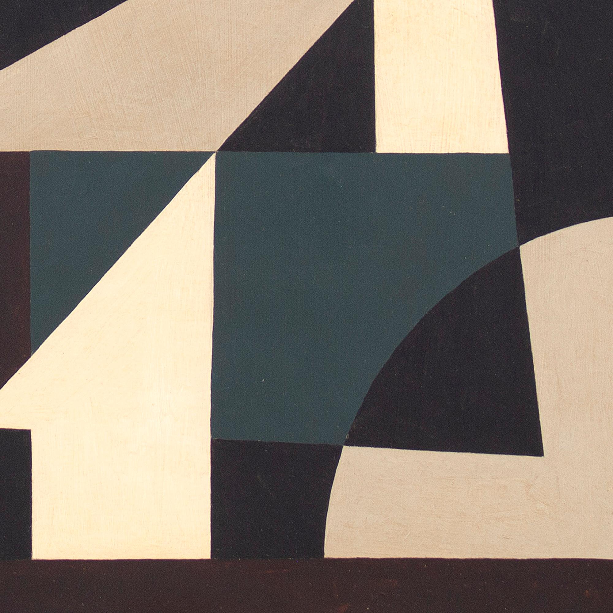 20th-Century British School, Composition With Man Reading, Oil Painting 5