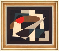 20th-Century British School, Composition With Man Reading, Oil Painting