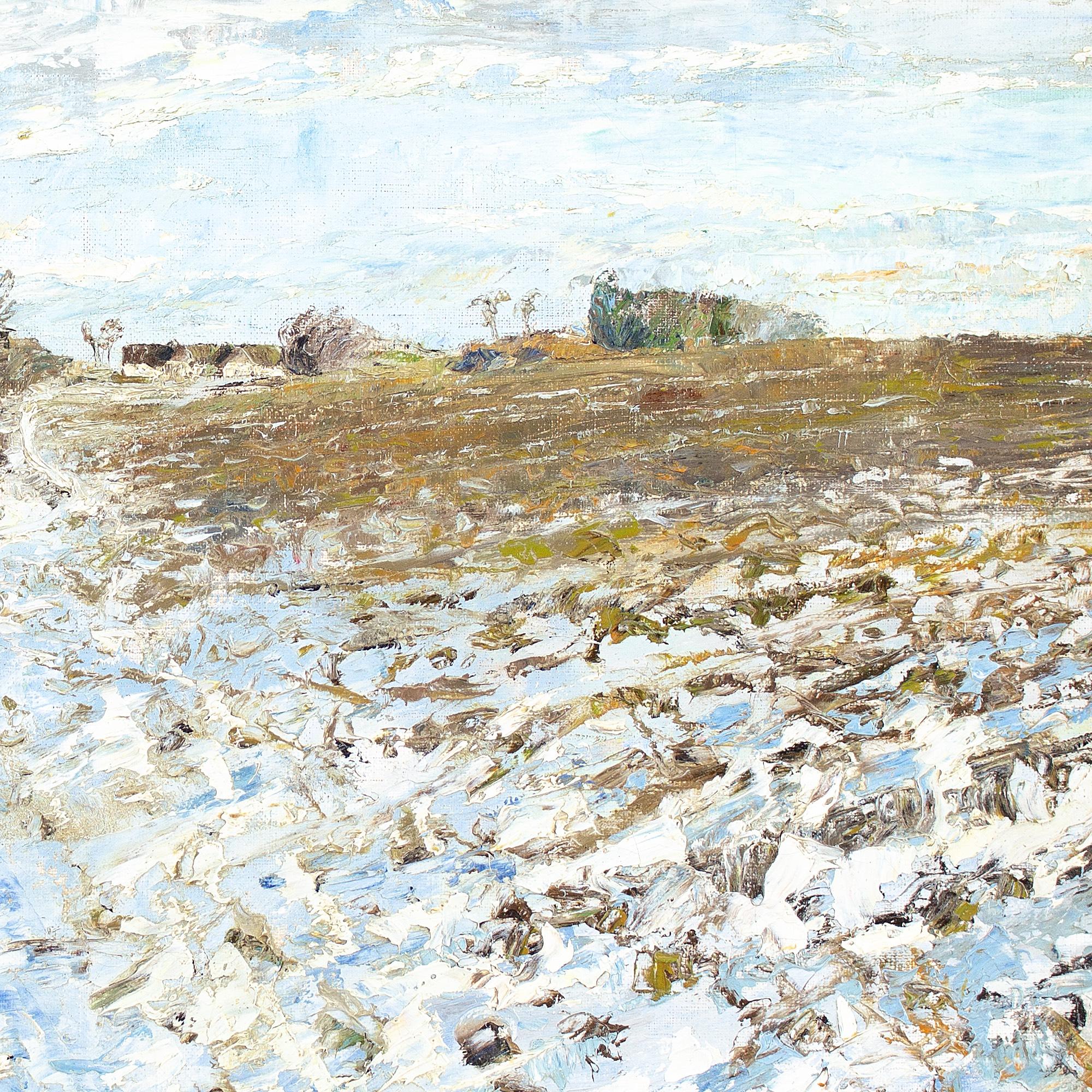 20th-Century Danish School, Snow Landscape With Track, Oil Painting 4