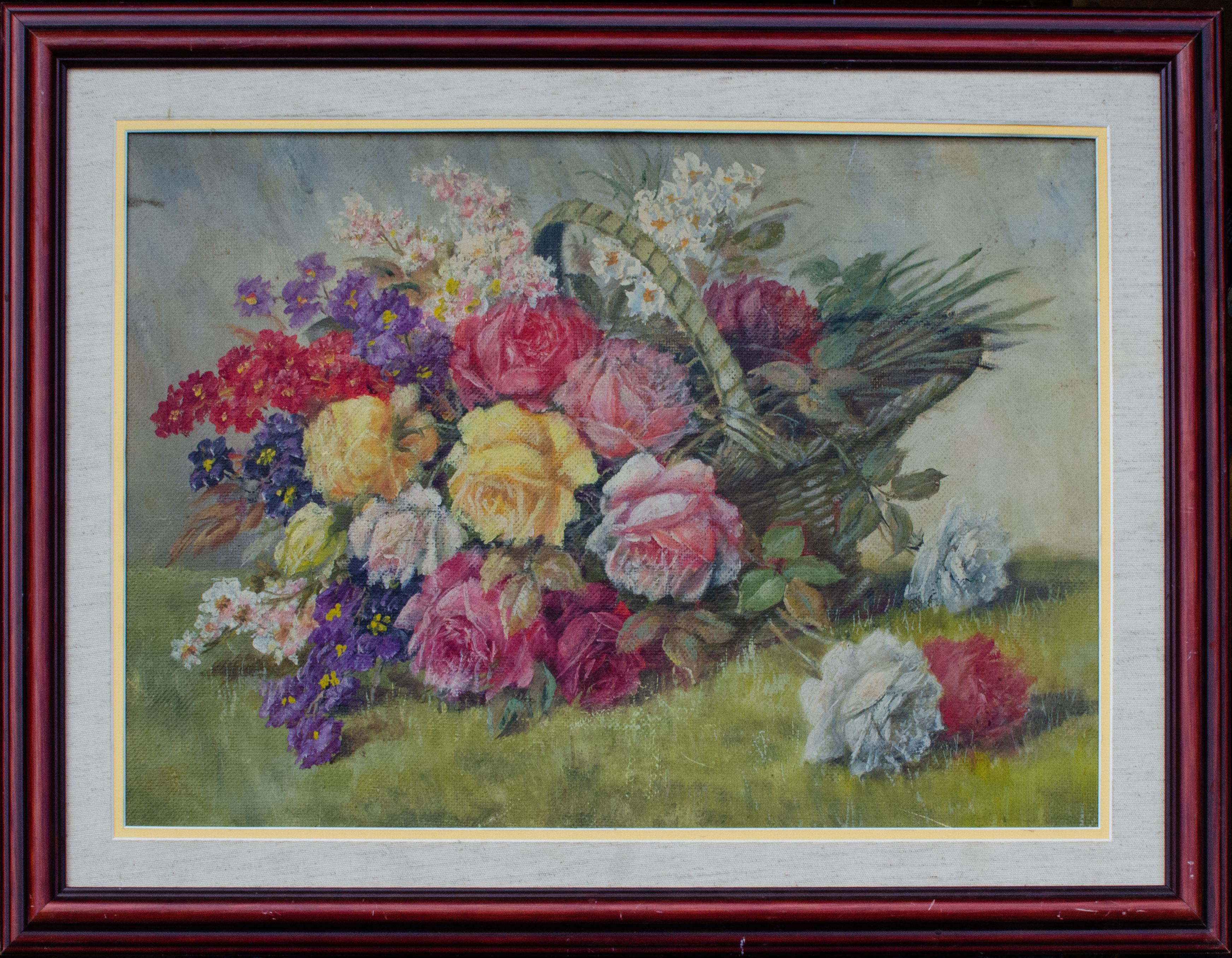 Blumenstillleben des 20. Jahrhunderts von Mystery Artist – Painting von Unknown