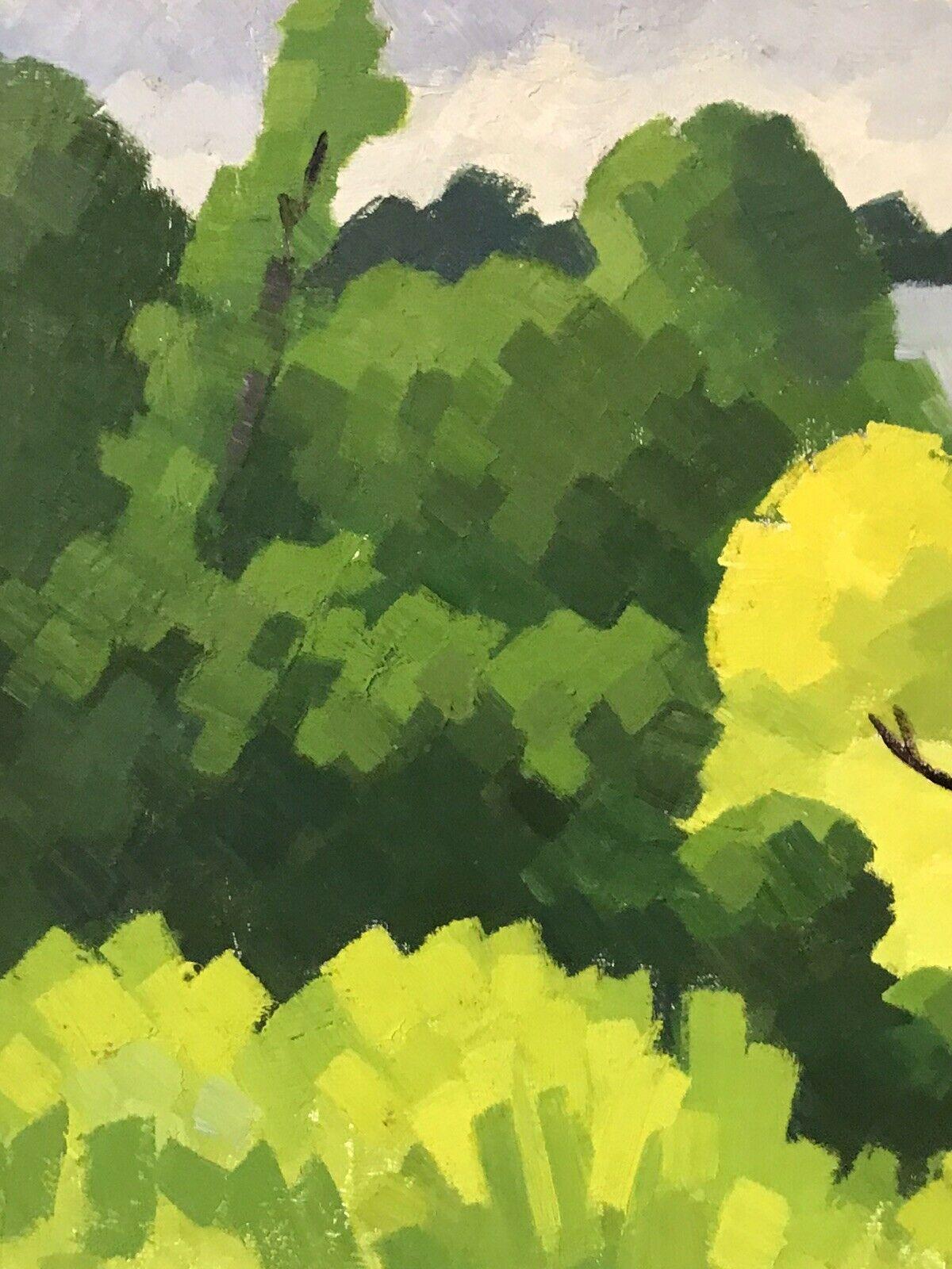 20. Jahrhundert 20. Jahrhundert französisch UBIST LANDSCAPE OIL PAINTING - BRIGHT GRÜNE Blätter &IELD (Grün), Landscape Painting, von Unknown
