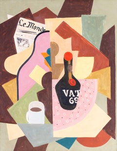 20th Century French Cubist still life oil painting, circle of Jean Suverbie