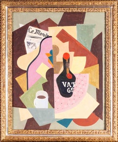 20th Century French Cubist still life oil painting, circle of Jean Suverbie