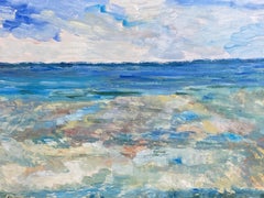 Pittura a olio impressionista francese del XX secolo - Mare blu fresco