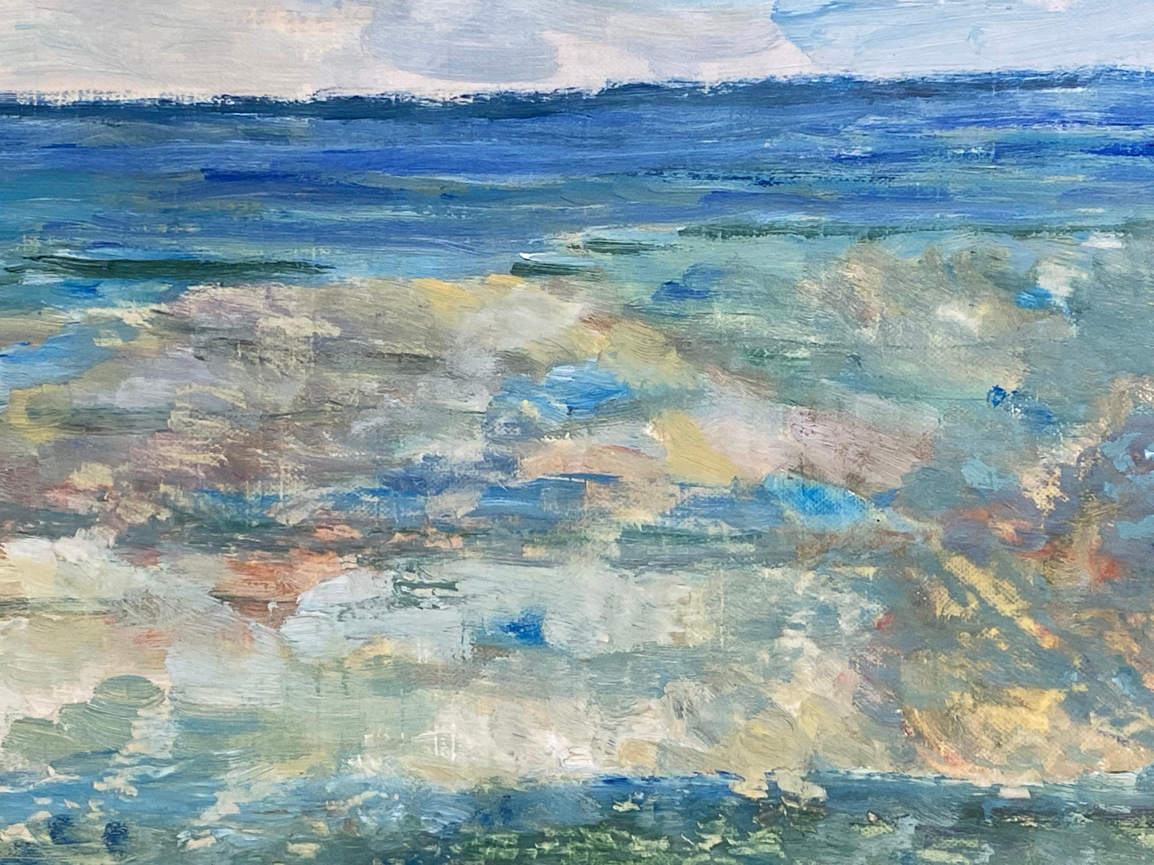 
École française, milieu-fin du XXe siècle
non signé
peinture à l'huile sur papier texturé (le verso est lisse, le côté peint a l'aspect et le toucher d'une toile), non encadrée
9 x 15 pouces (hors tout)

Cette peinture fait partie d'une petite