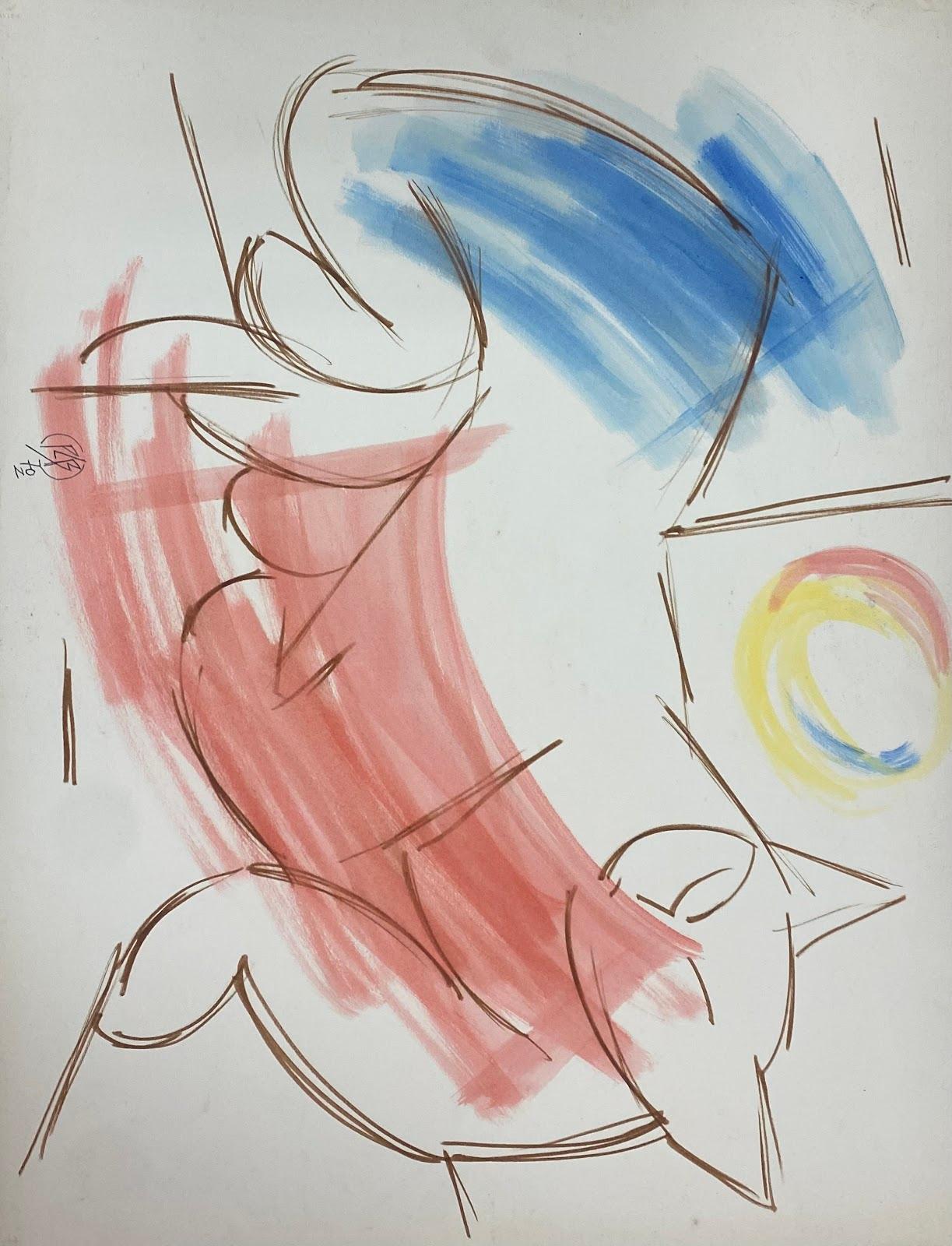 by Paul-Louis Bolot (French 1918-2003)
signed
original gouache painting on thick paper/ card
unframed
condition: very good and sound; the edges have a few curls and scuffs/ edge tears which should all cover once flattened or framed. 
provenance: all