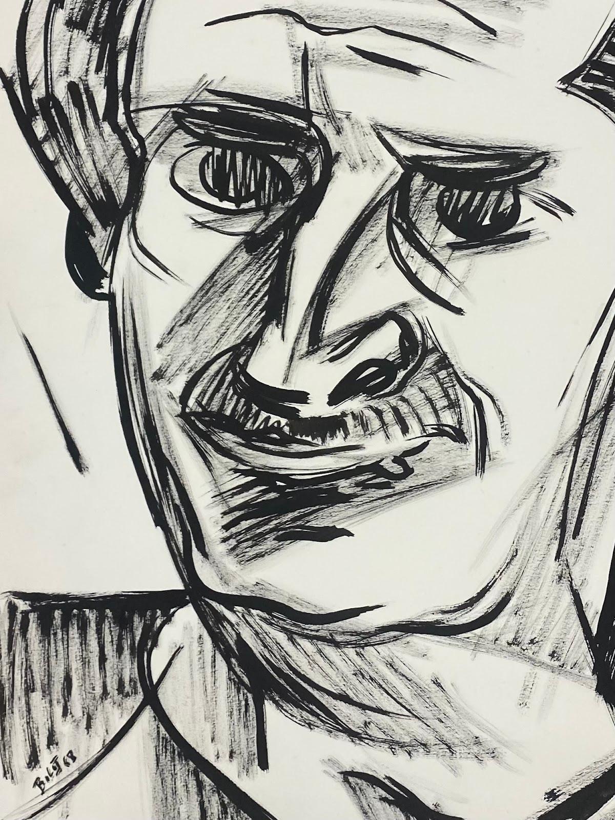 Pittura a guazzo modernista francese del XX secolo Maschio Sofisticato Monocromo - Painting di Unknown