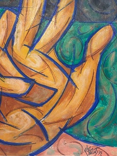 Französisches modernistisches Gouache-Gemälde des 20. Jahrhunderts, Die goldene Hand