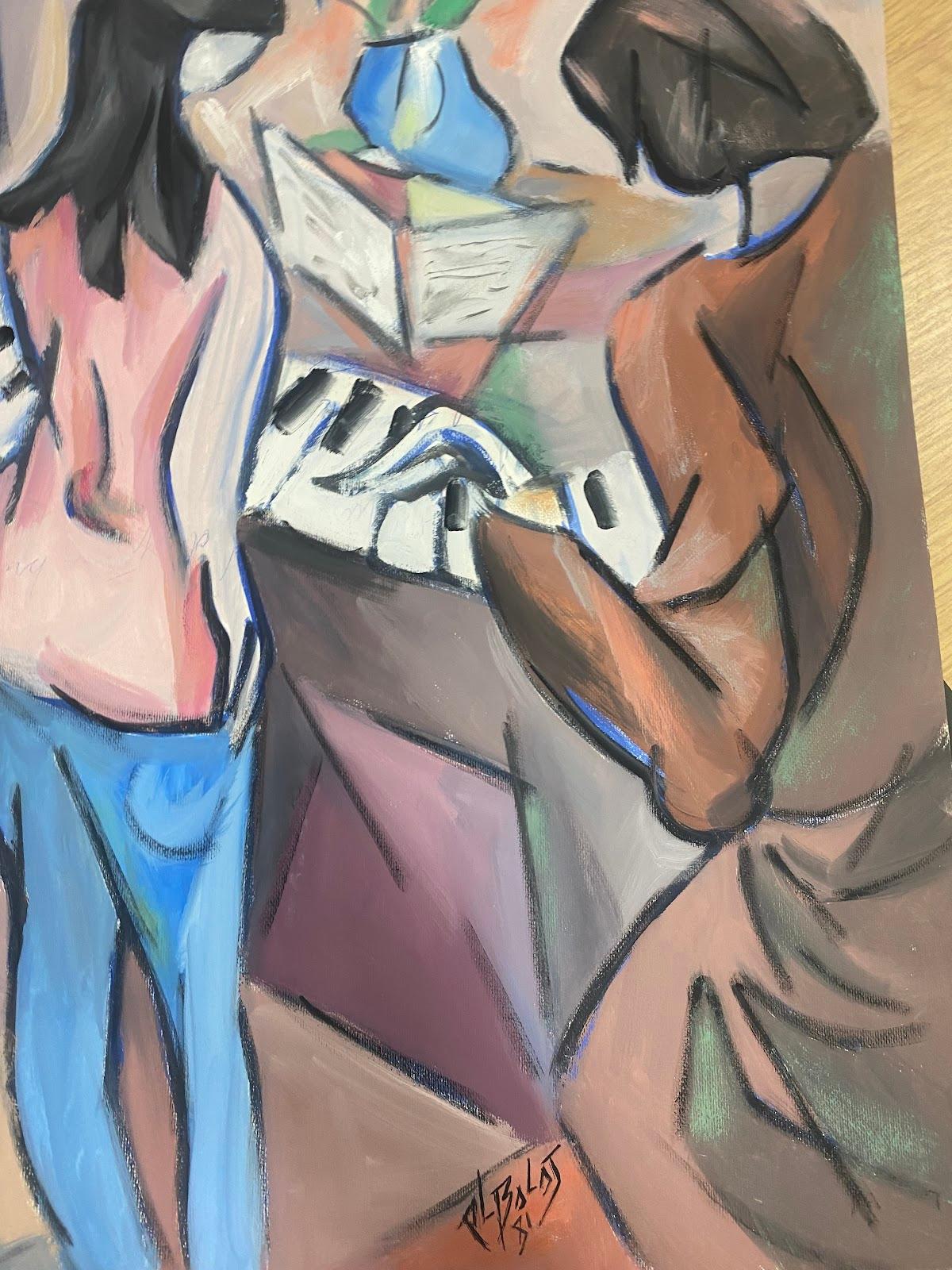 20th Century French Modernist Painting Pastel Colors The Piano Duet For Sale 1