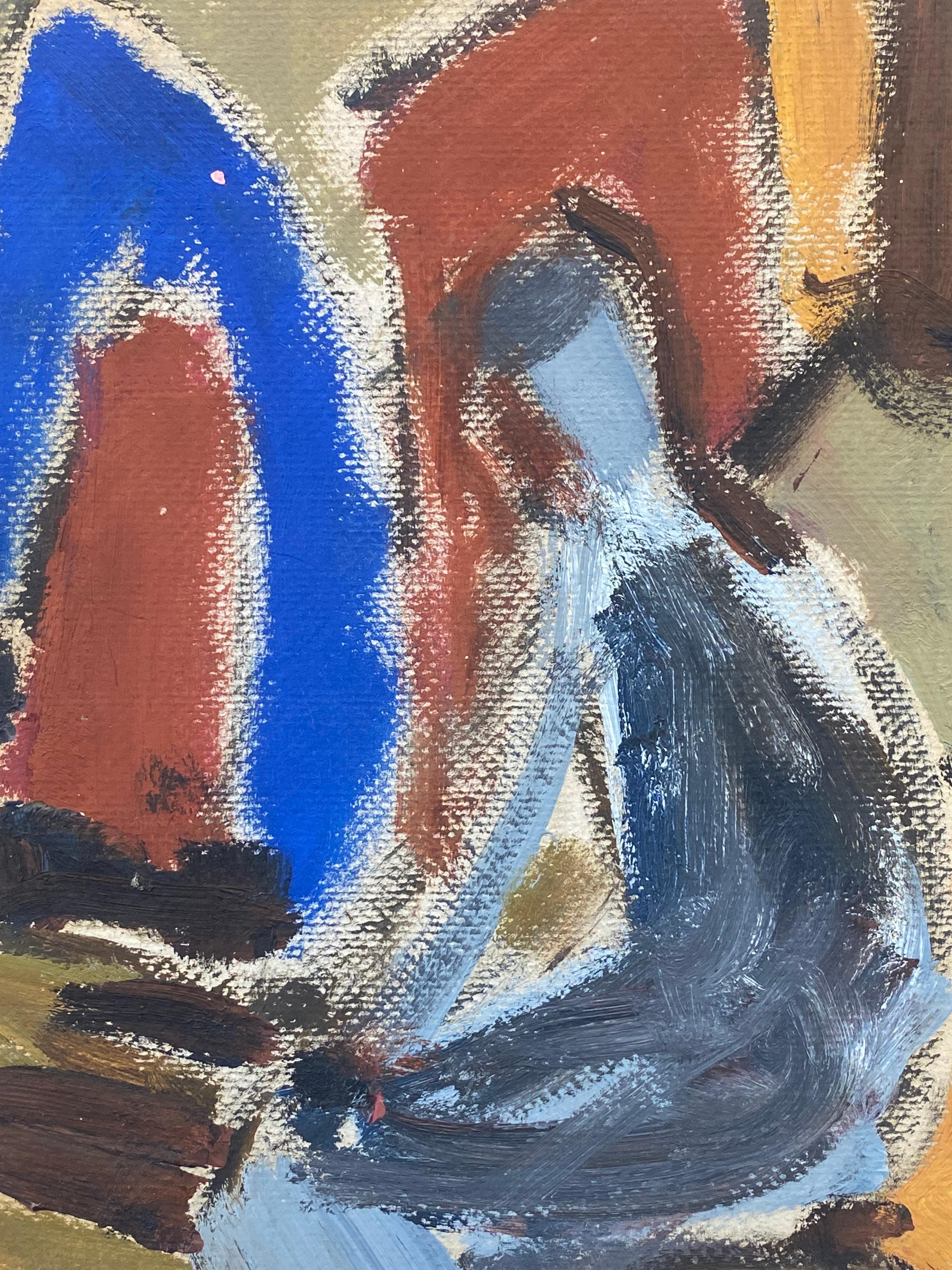 20th Century German Modernist Oil Painting, Figure - Gray Abstract Painting by Unknown