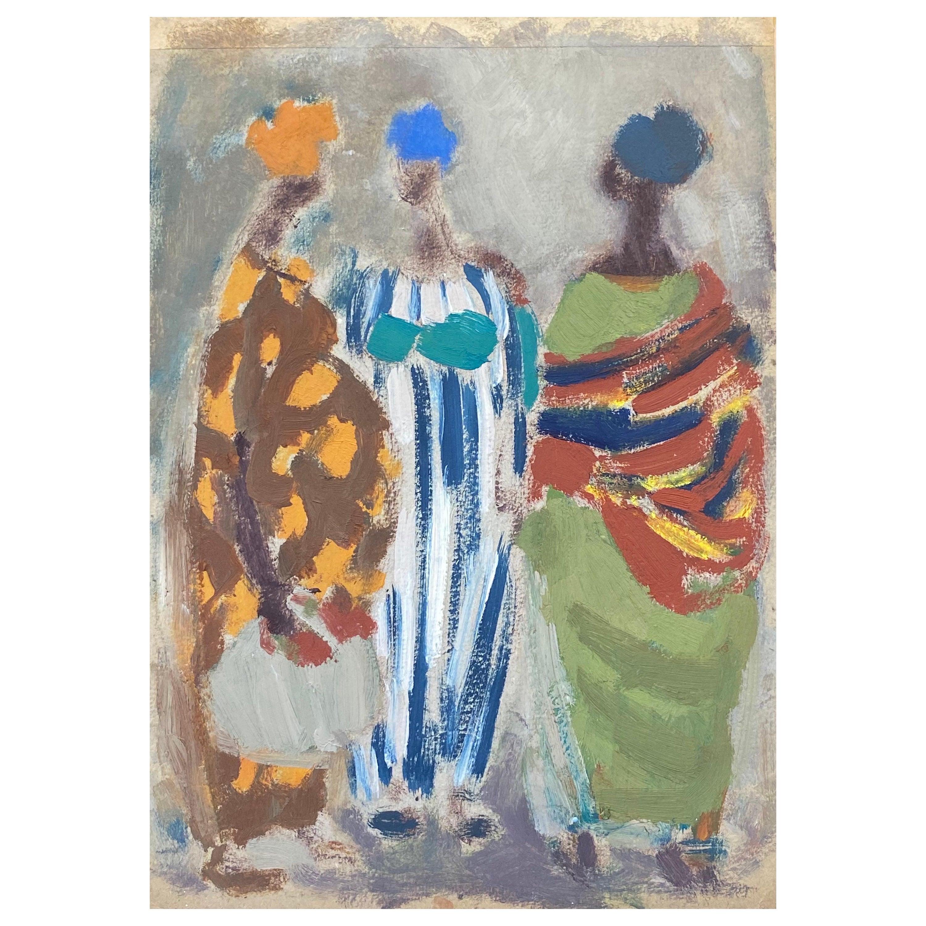 Óleo modernista alemán del siglo XX - Tres figuras