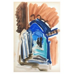 20th Century German Modernist Oil Painting, through the Colourful Archway