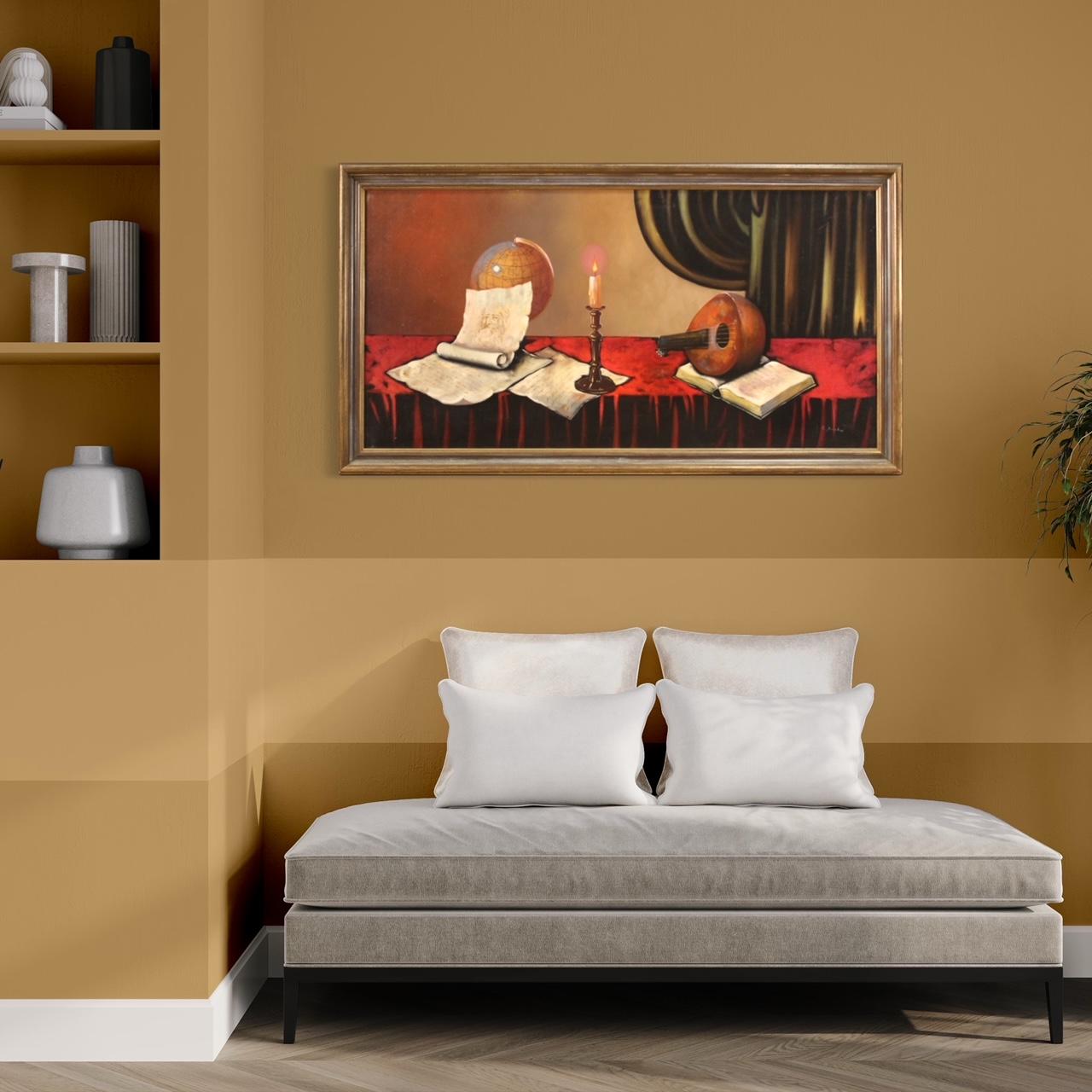 20th Century Mixed Media On Canvas Italian Signed Still Life Painting, 1980 For Sale 1