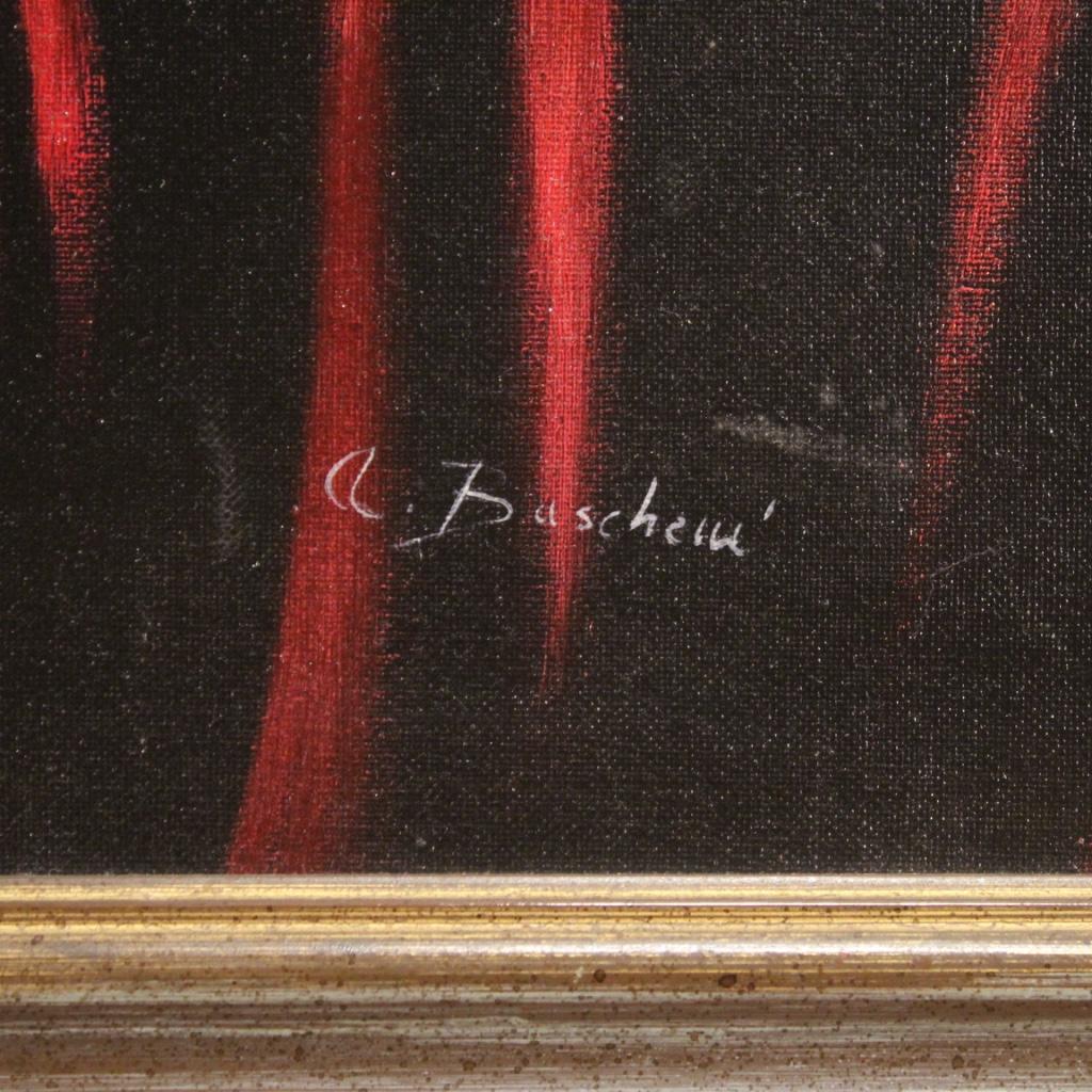 20th Century Mixed Media On Canvas Italian Signed Still Life Painting, 1980 For Sale 5