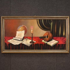20th Century Mixed Media On Canvas Italian Signed Still Life Painting, 1980