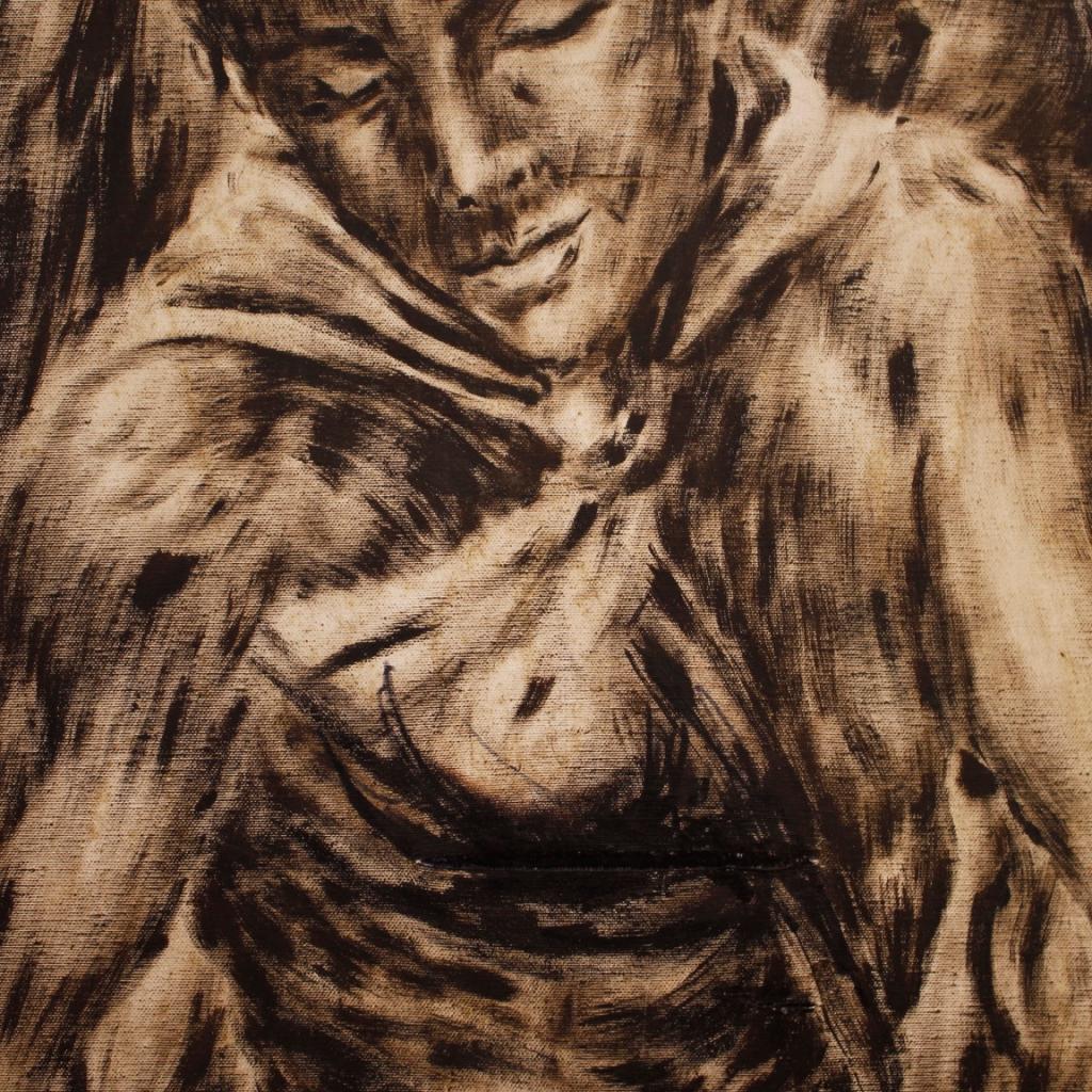 20th Century Mixed Media on Canvas Signed Vittorini C. Italian Painting, 1980 For Sale 9