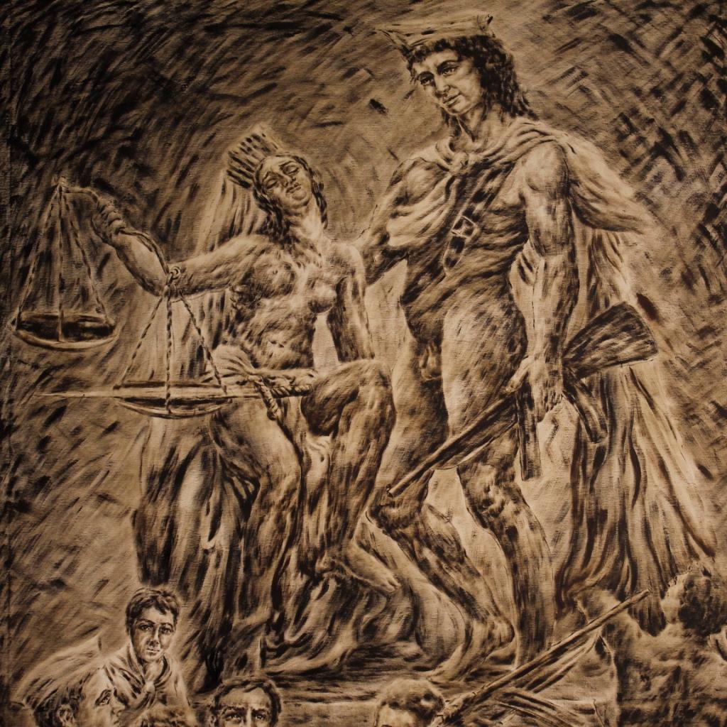 20th Century Mixed Media on Canvas Signed Vittorini C. Italian Painting, 1980 For Sale 6