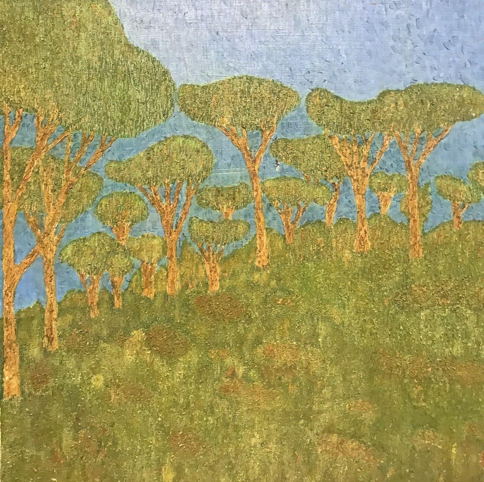 Peinture à l'huile signée de l'école Nabis/ Pont-Aven du 20ème siècle - arbres en terre verte - Marron Landscape Painting par Unknown