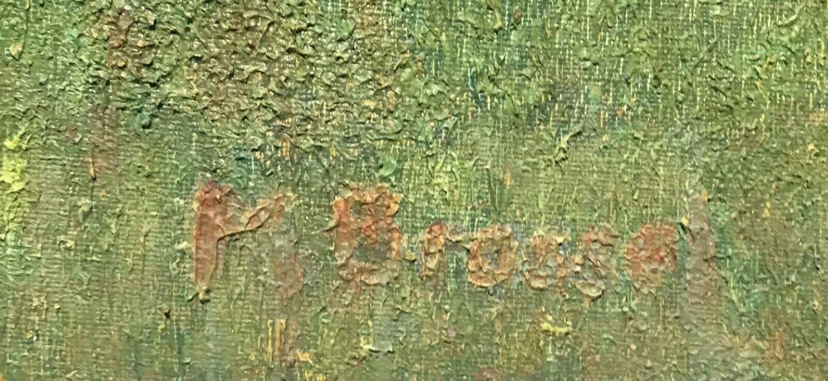 Peinture à l'huile signée de l'école Nabis/ Pont-Aven du 20ème siècle - arbres en terre verte en vente 2