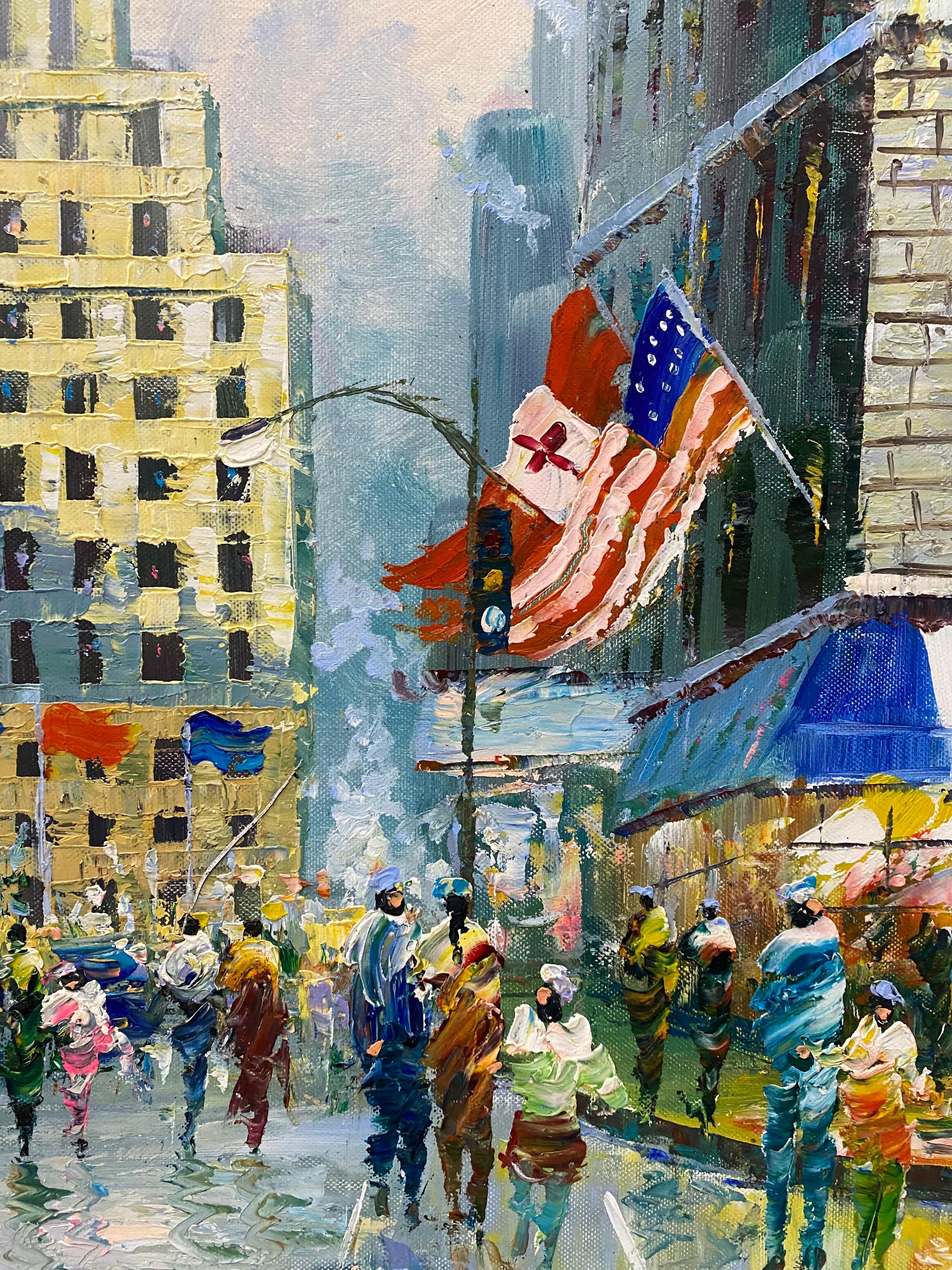 20th Century New York Cityscape W/ Figures & Flags by Sebastian

Oil on canvas

Dimensions 20