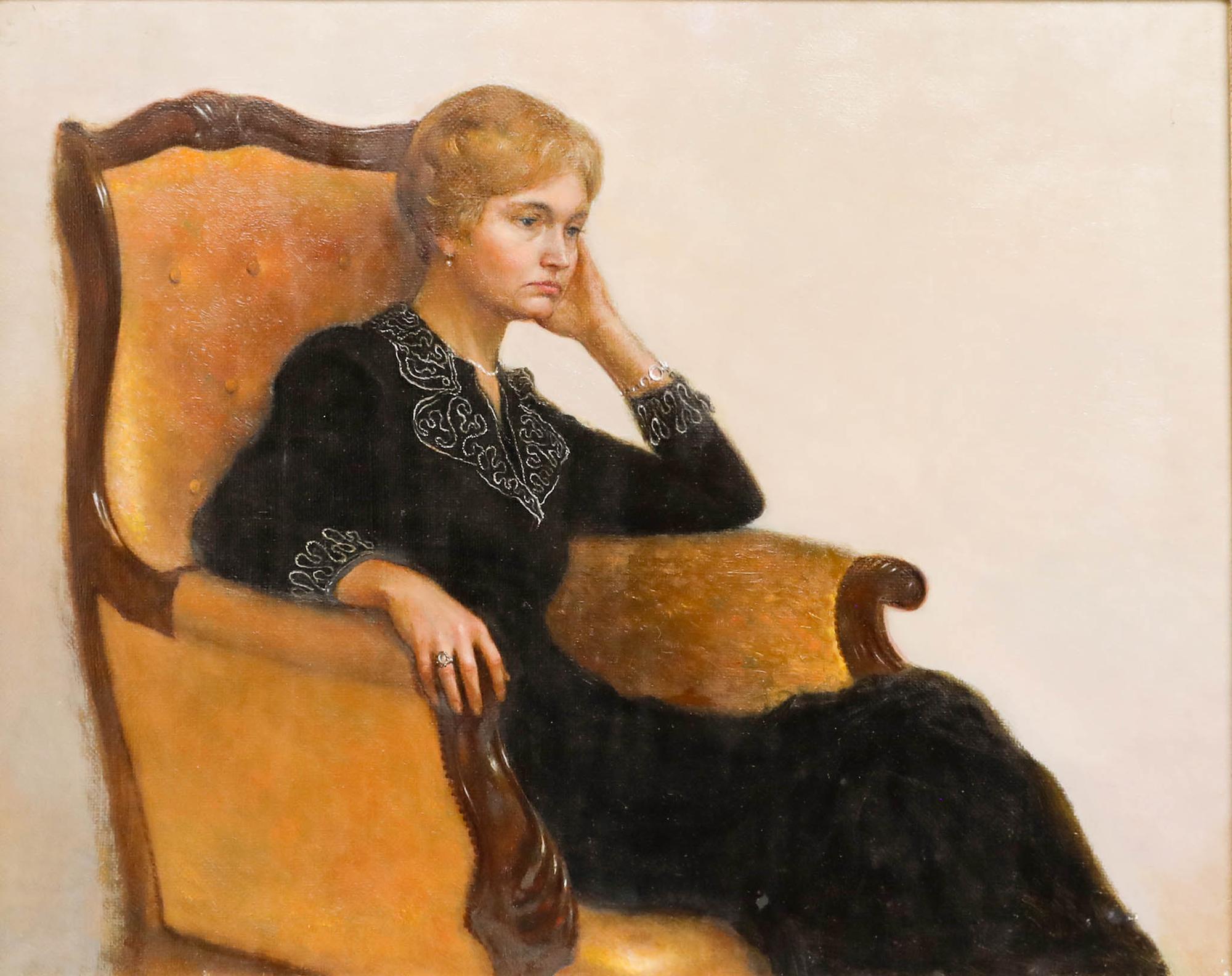 20th Century Oil - A Moment to Reflect - Painting by Unknown