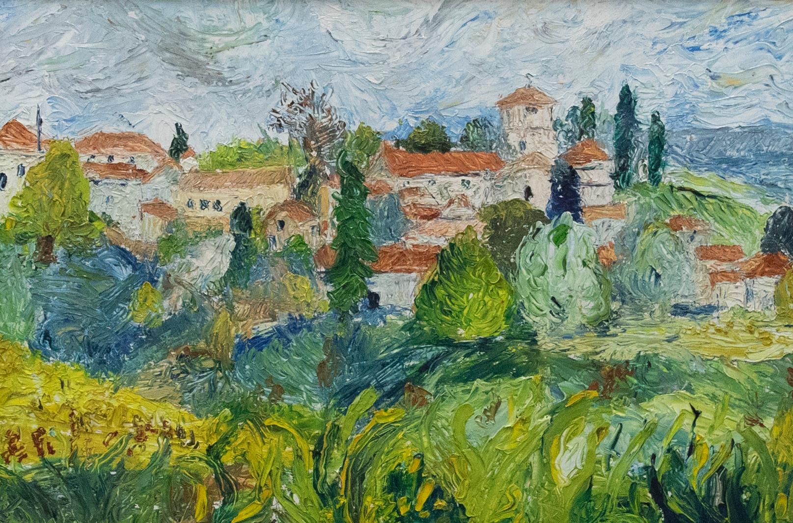 20th Century Oil - A View of Challignac - Painting by Unknown