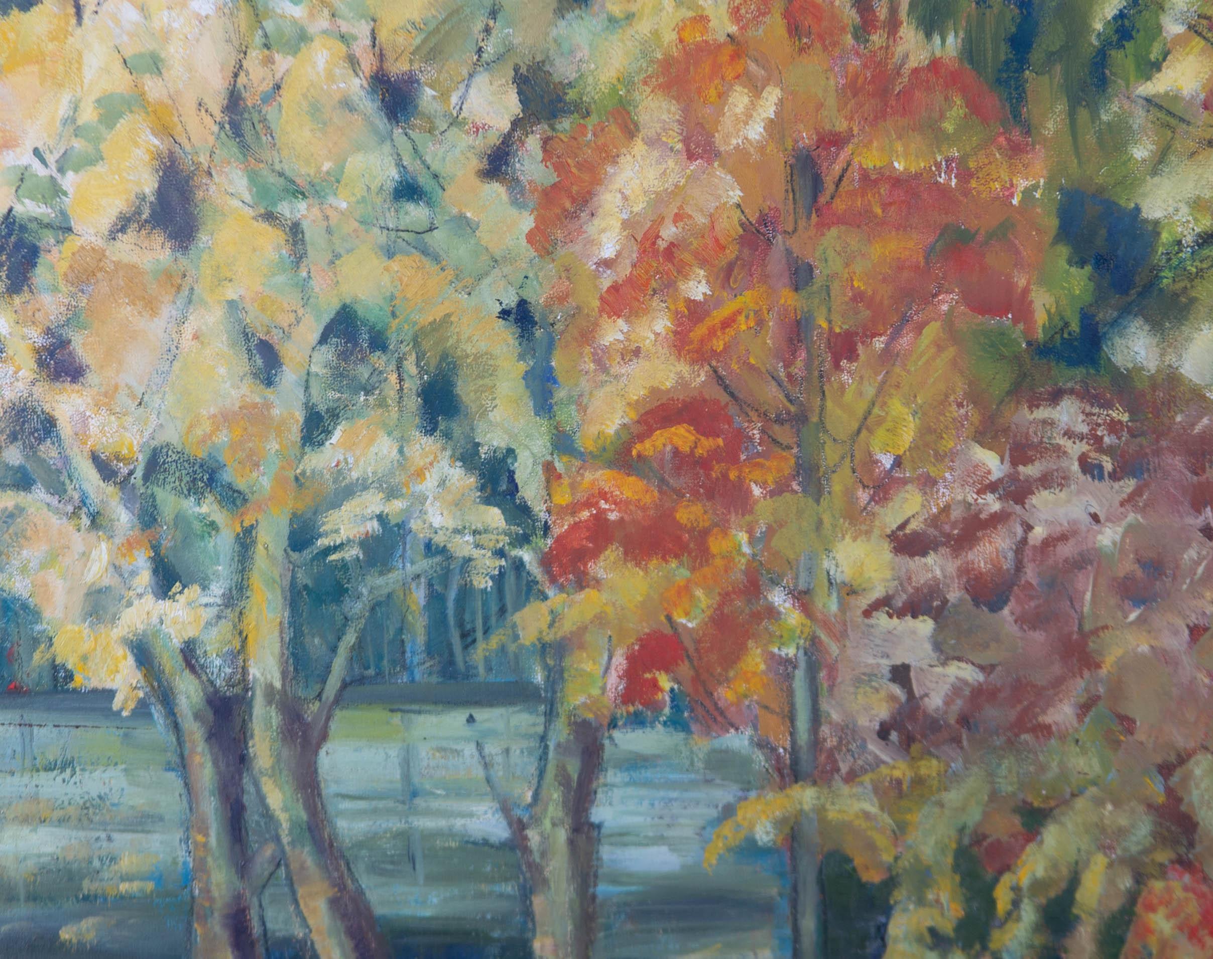 Huile du XXe siècle - arbres d'automne - Painting de Unknown