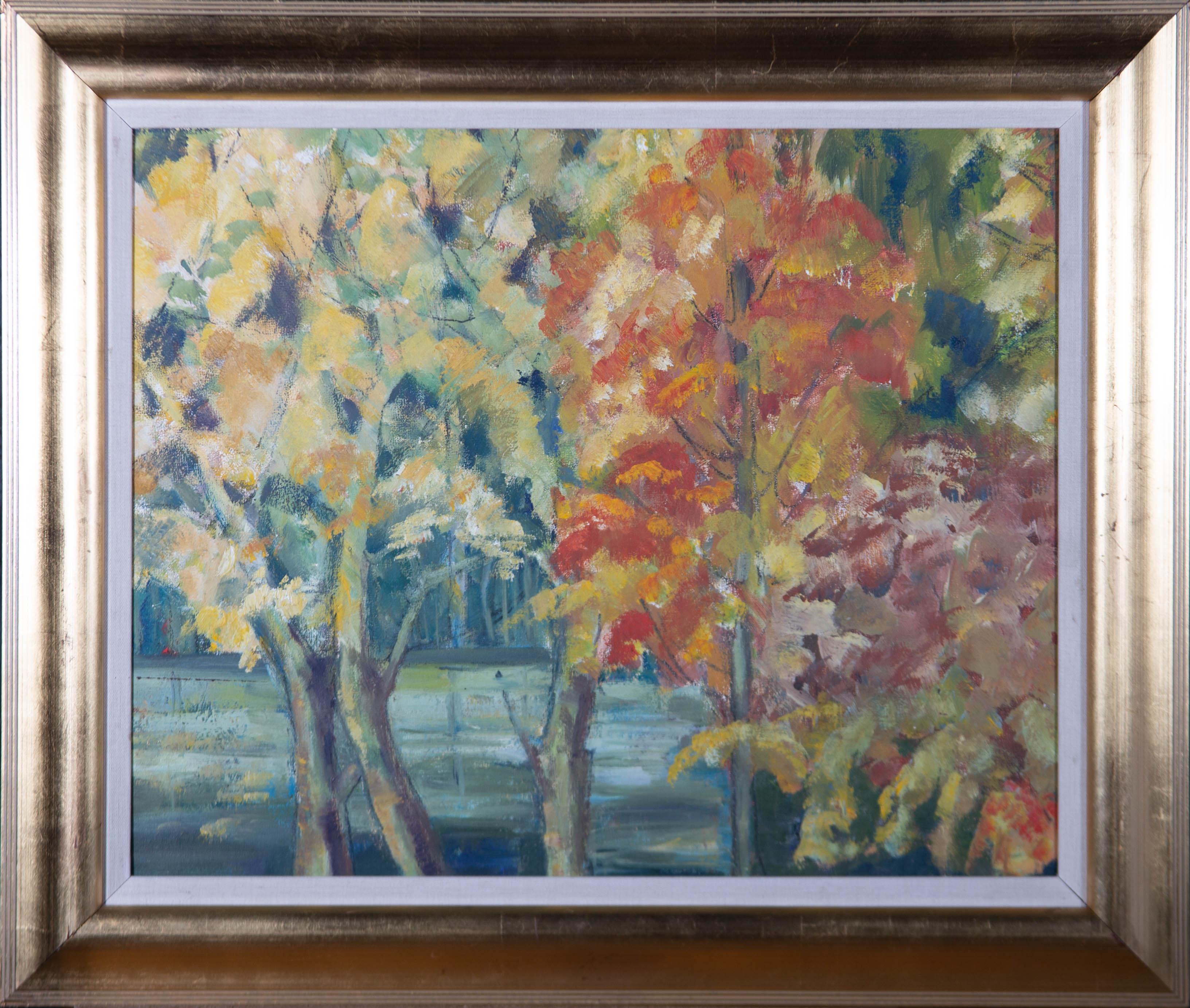 Unknown Landscape Painting - 20th Century Oil - Autumn Trees