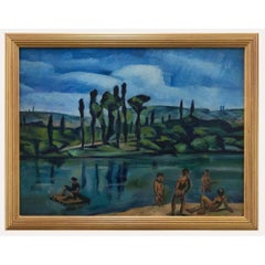 Huile du 20e siècle - Figures de bain