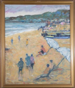 Huile du XXe siècle - Vue de plage à Saint-Malo
