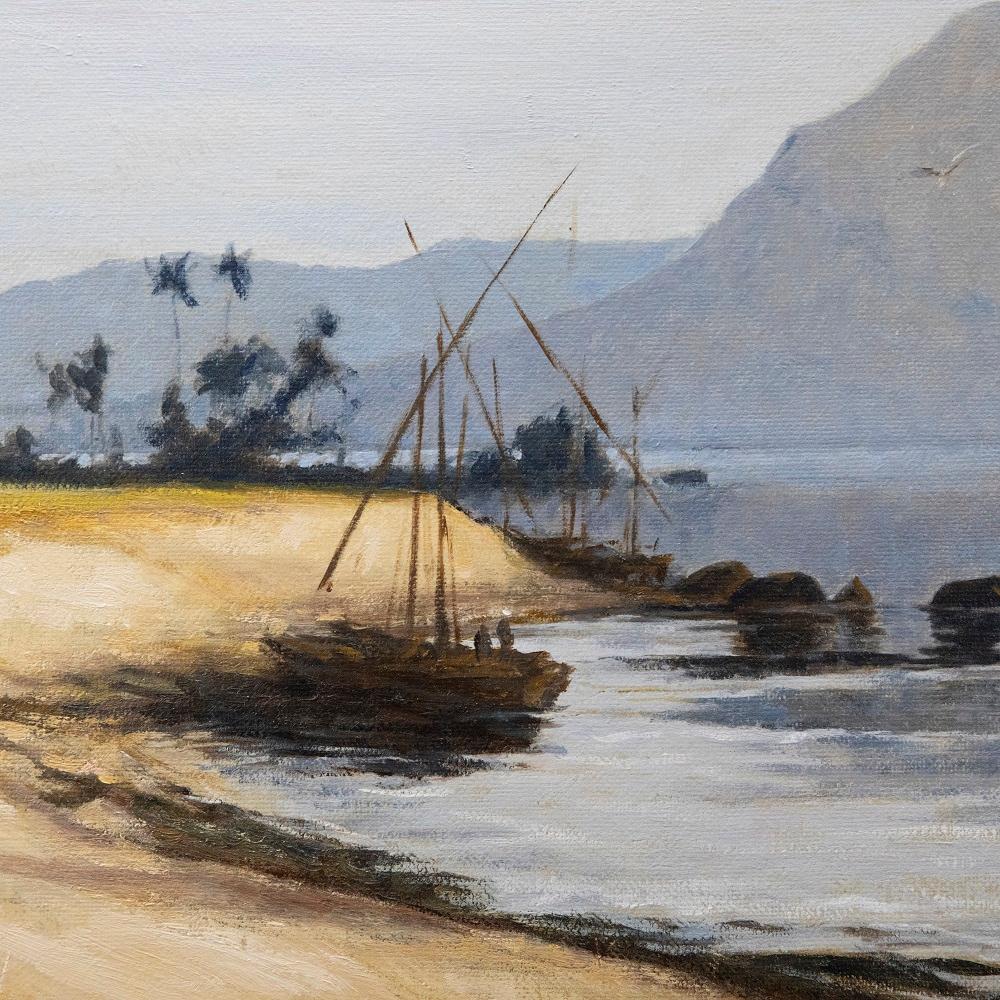 20th Century Oil - Boats on the Nile For Sale 1