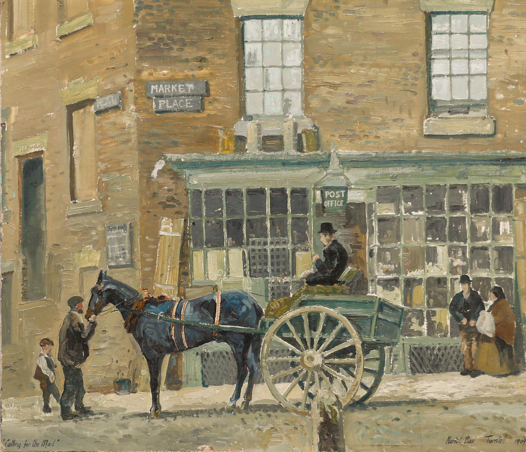 Ölgemälde des 20. Jahrhunderts – Calling for the Mail – Painting von Unknown