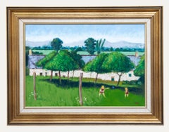 Vintage 20th Century Oil - Catch in the Summer Meadow