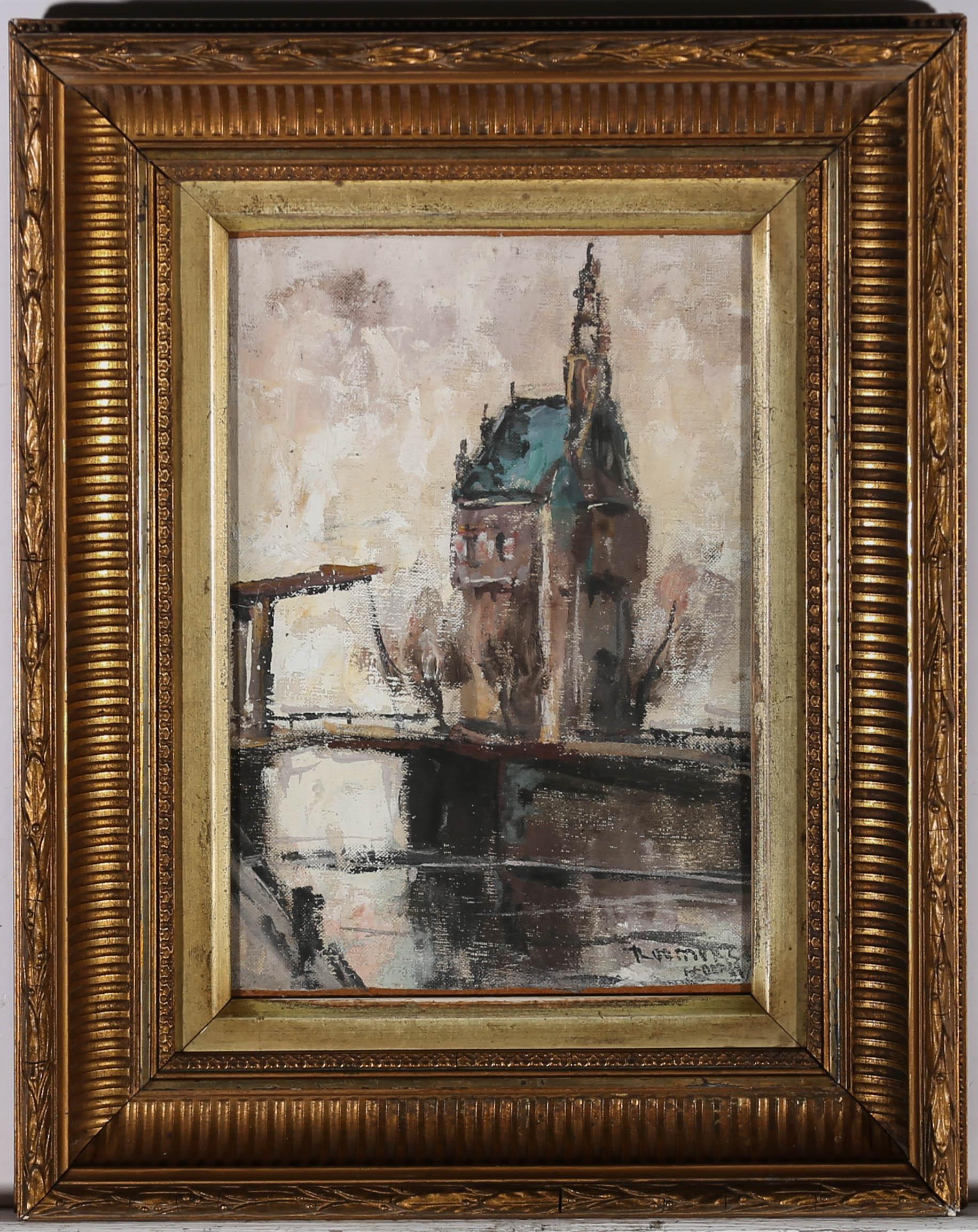 Unknown Landscape Painting - 20th Century Oil - Continental Tower