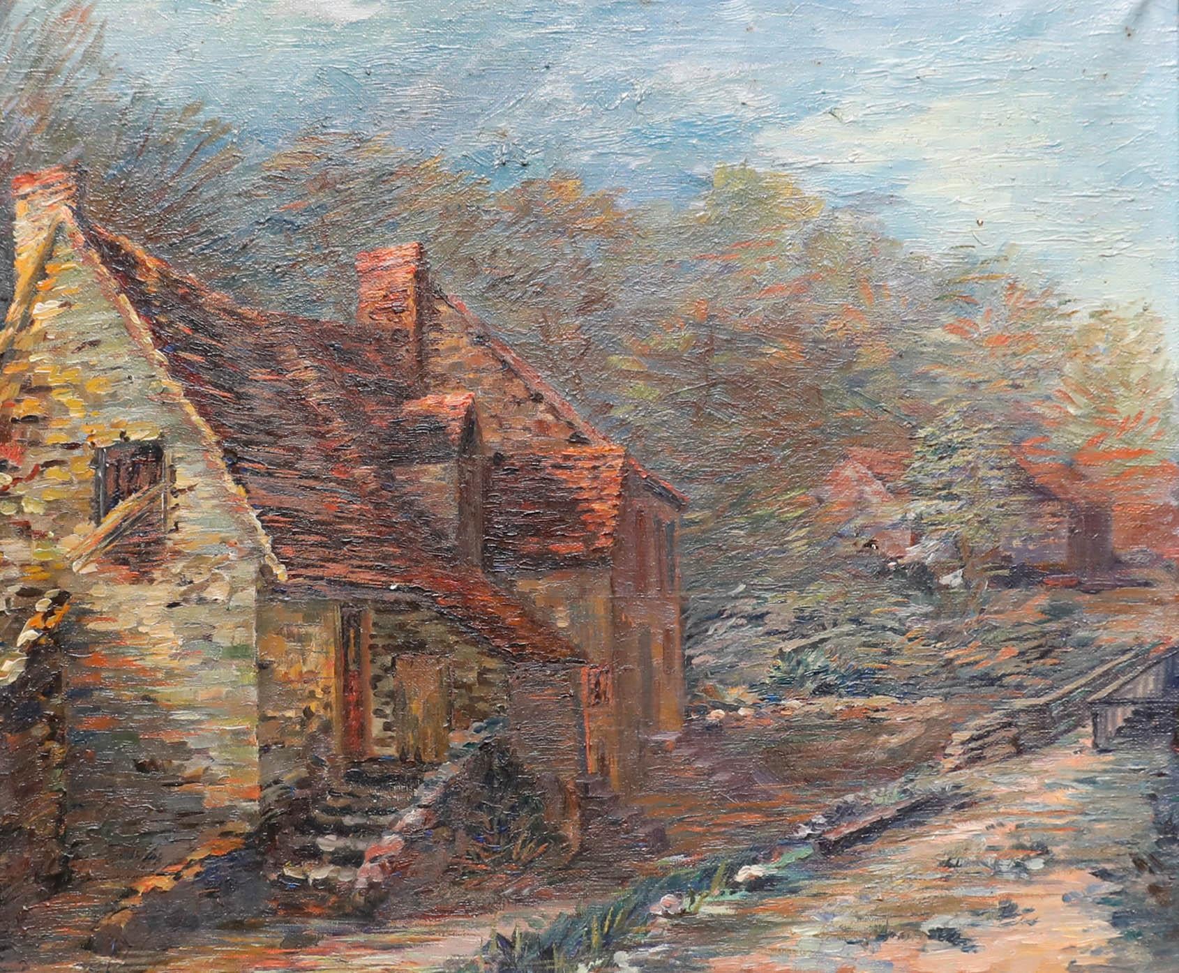 20th Century Oil - Cottage in The Countryside - Painting by Unknown