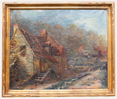 Huile du 20ème siècle - Cottage à la campagne