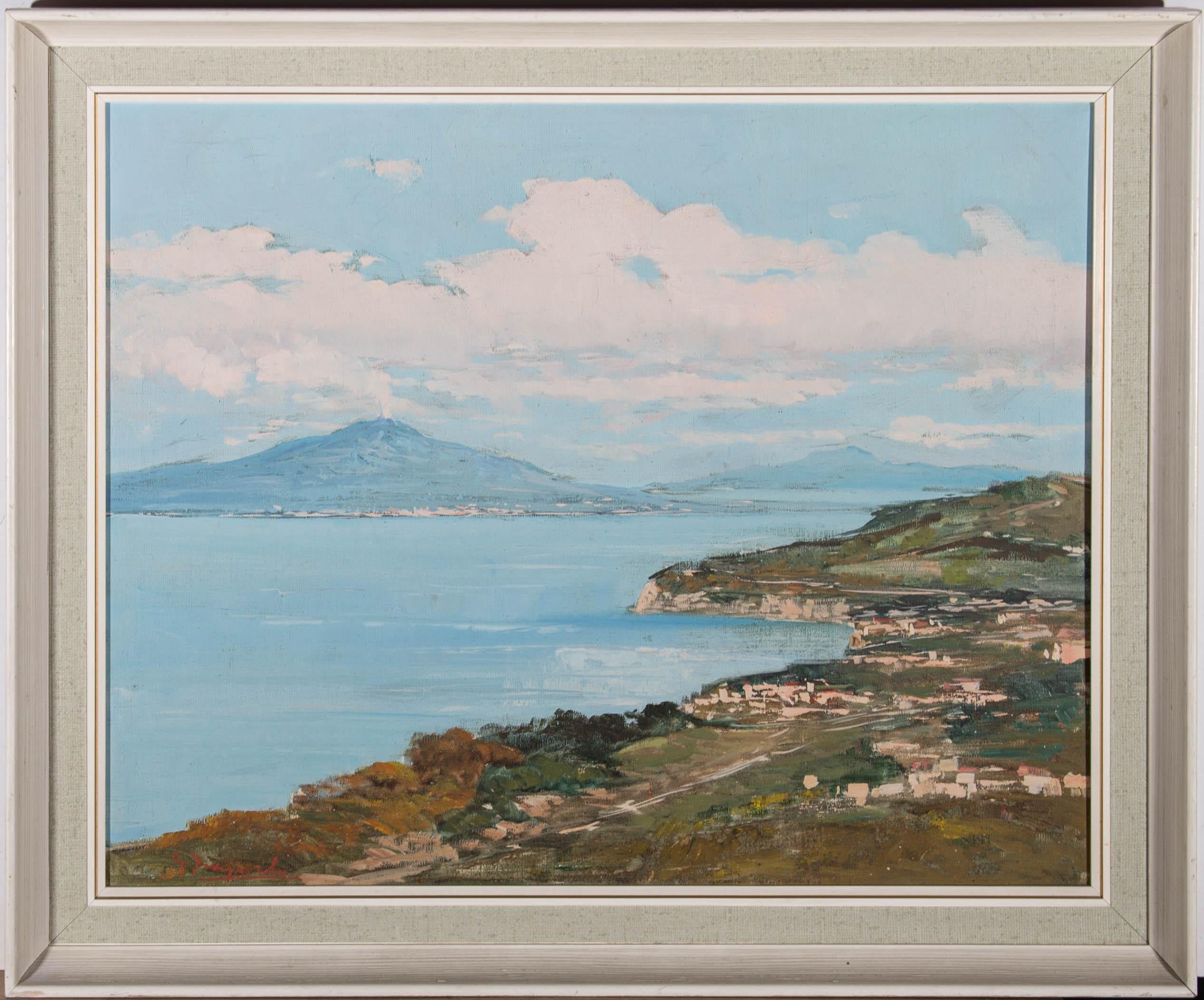 Unknown Landscape Painting - 20th Century Oil - Distant Mount Vesuvius