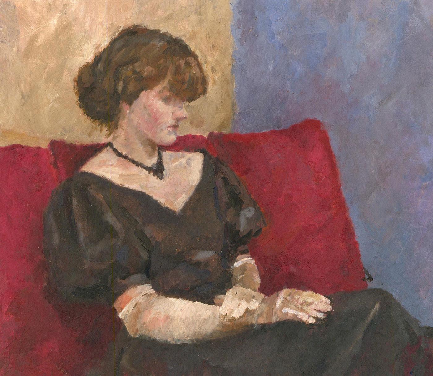Unknown Portrait Painting - 20th Century Oil - Dressed for the Evening