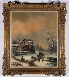 20th Century Oil - Dutch Style Winter Scene