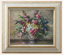 Vintage 20th Century Oil - English Garden Bouquet