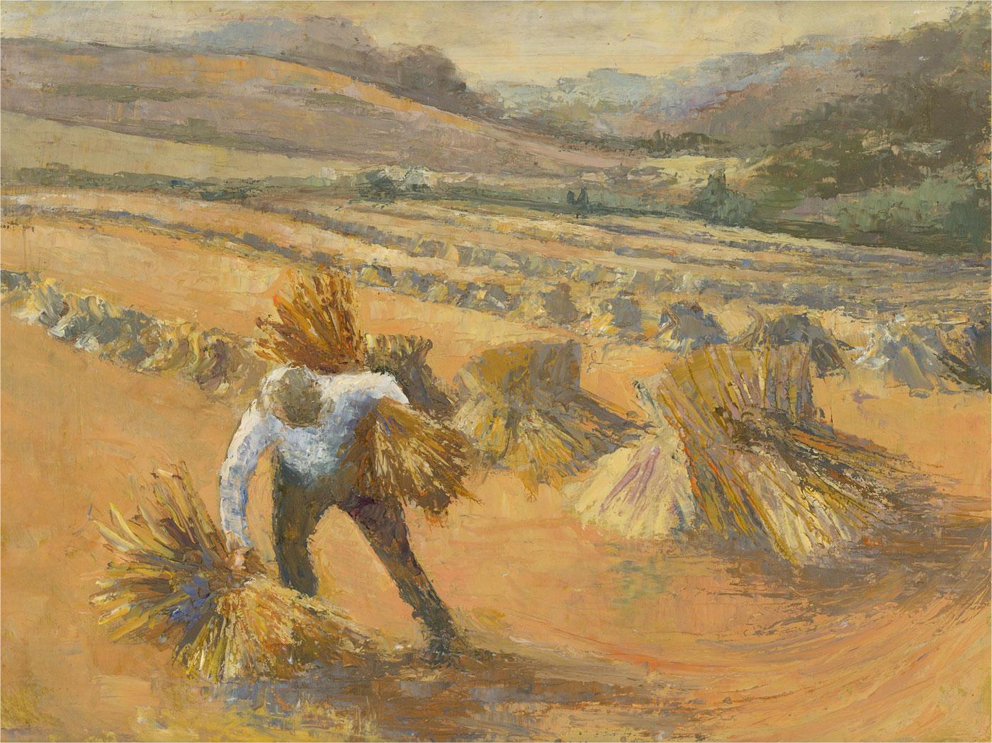 20th Century Oil - Gathering the Straw - Painting by Unknown