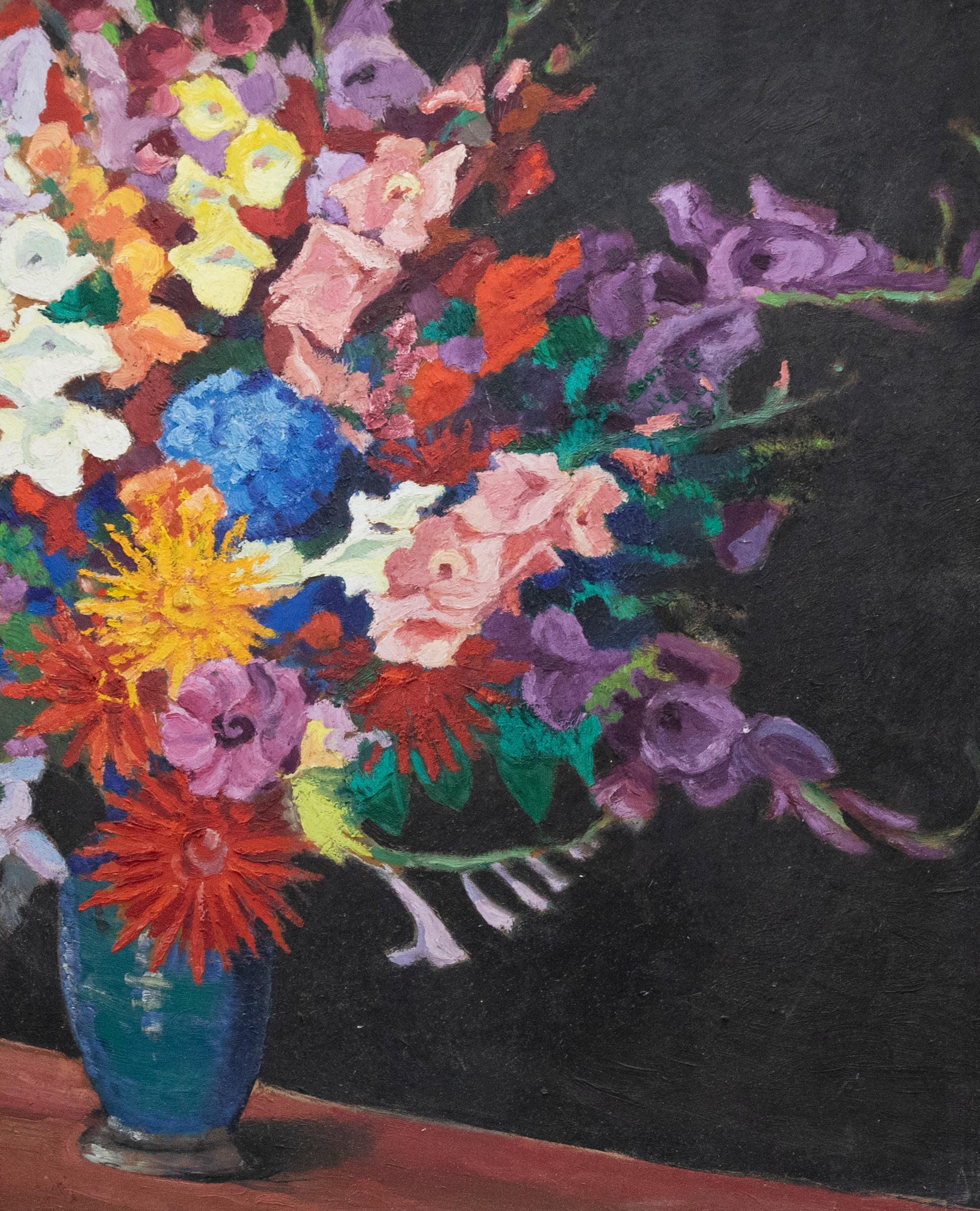 20th Century Oil - Gladioli Bouquet - Painting by Unknown