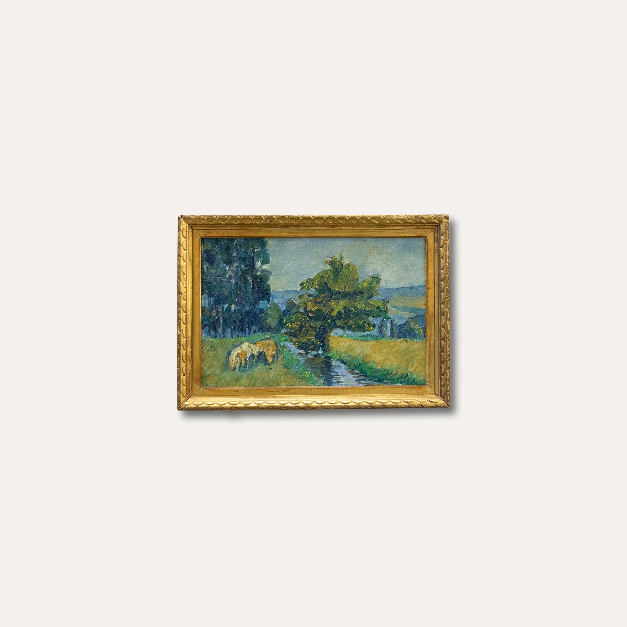 20th Century Oil, Grazing by the Stream For Sale 1